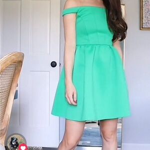 NWT Asos Design Scuba Off-Shoulder Green Dress